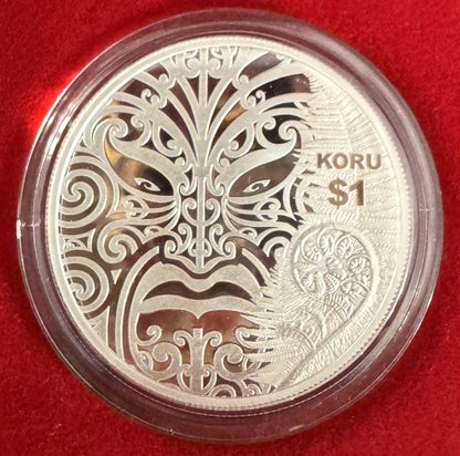 2013 New Zealand S $1 Silver Proof Koru Maori Art Coin Original Mint Packaging