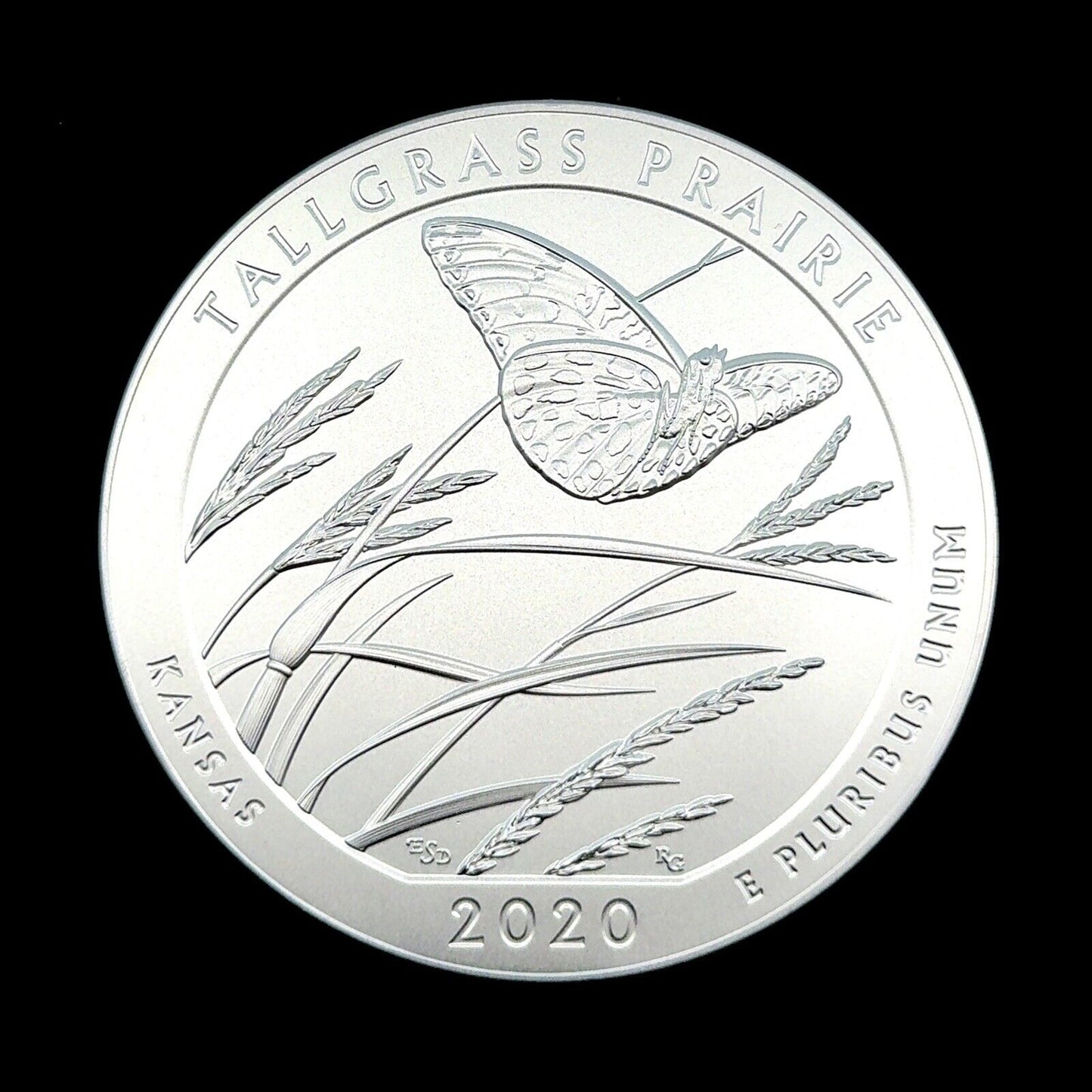 2020 P America The Beautiful Kansas Tallgrass Prairie 5 oz Silver Quarter Coin