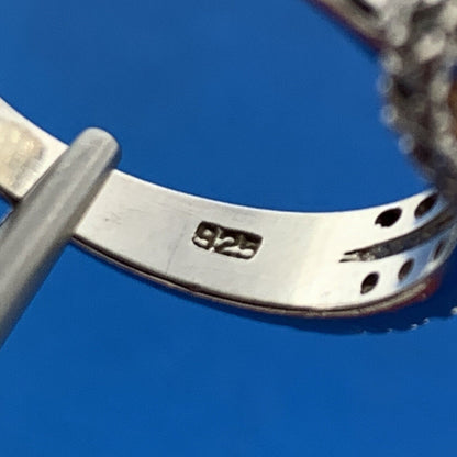 Estate Sterling Silver Orange White Cubic Zirconia CZ Statement Cocktail Ring