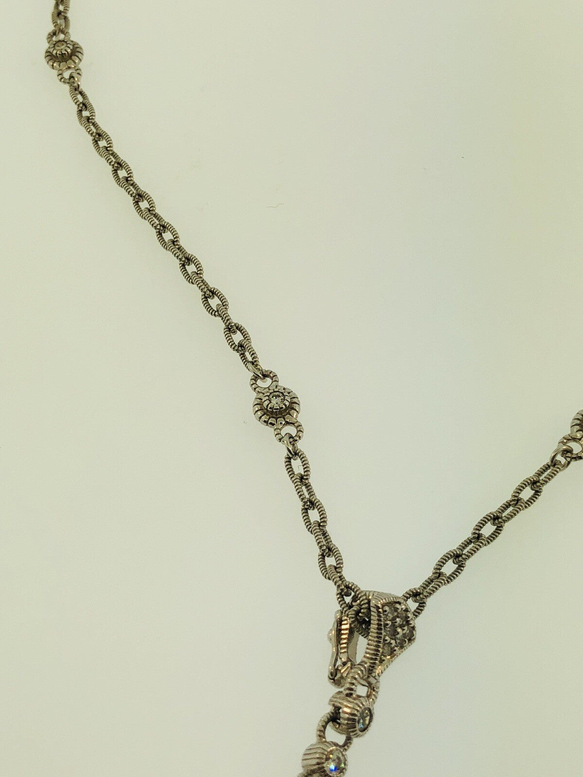Judith Ripka Sterling Silver 925 Diamonique CZ Enhancer Pendant Station Necklace