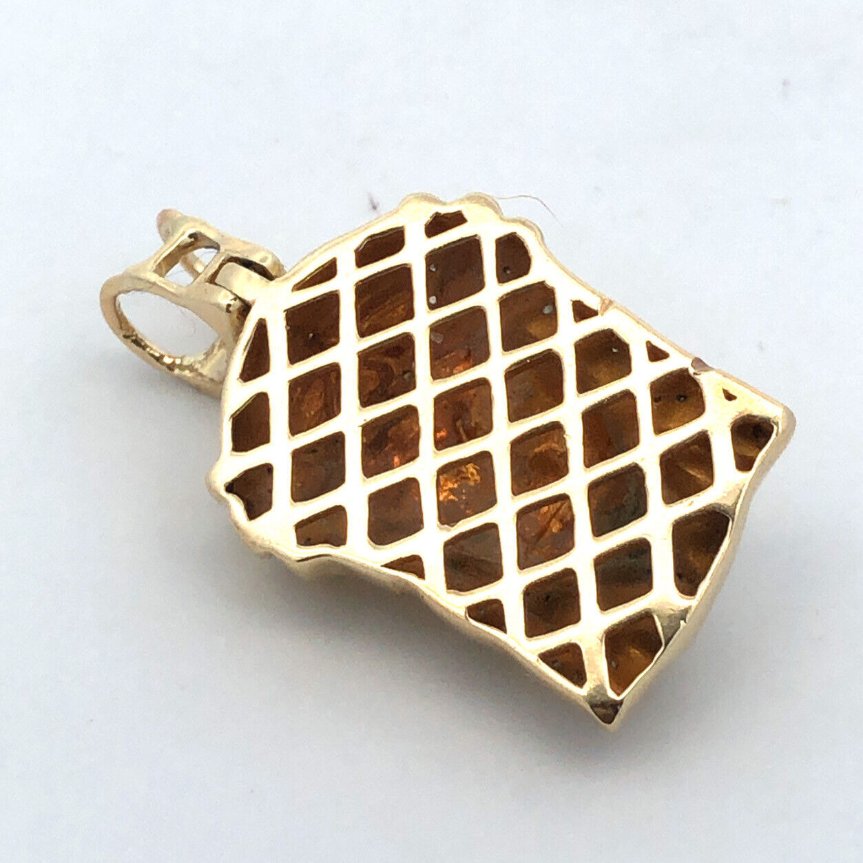 14K Yellow Gold Diamond Jesus Christ Face Crown of Thorns Pendant