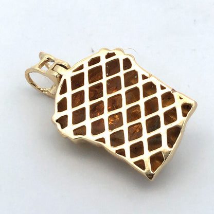 14K Yellow Gold Diamond Jesus Christ Face Crown of Thorns Pendant