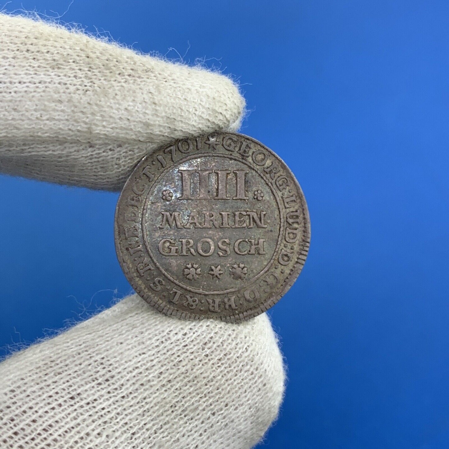 1701 German States Brunswick Luneburg Silver 4 Mariengroschen Georg Ludwig Coin
