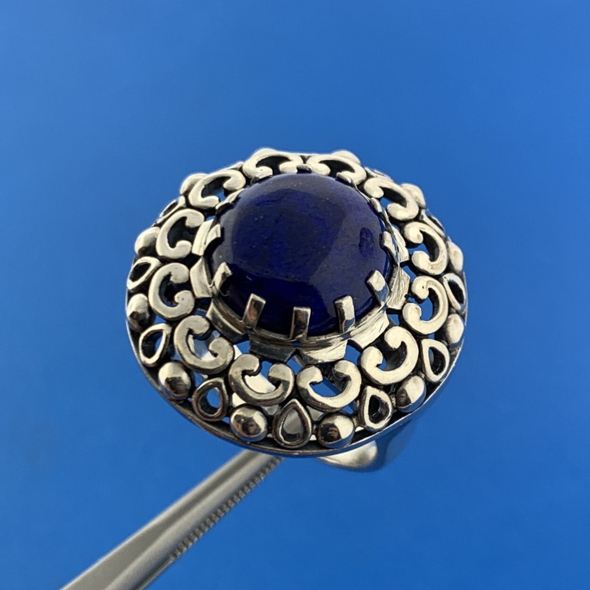 Designer Doug Paulus DP Sterling Silver Lapis Lazuli Statement Cocktail Ring
