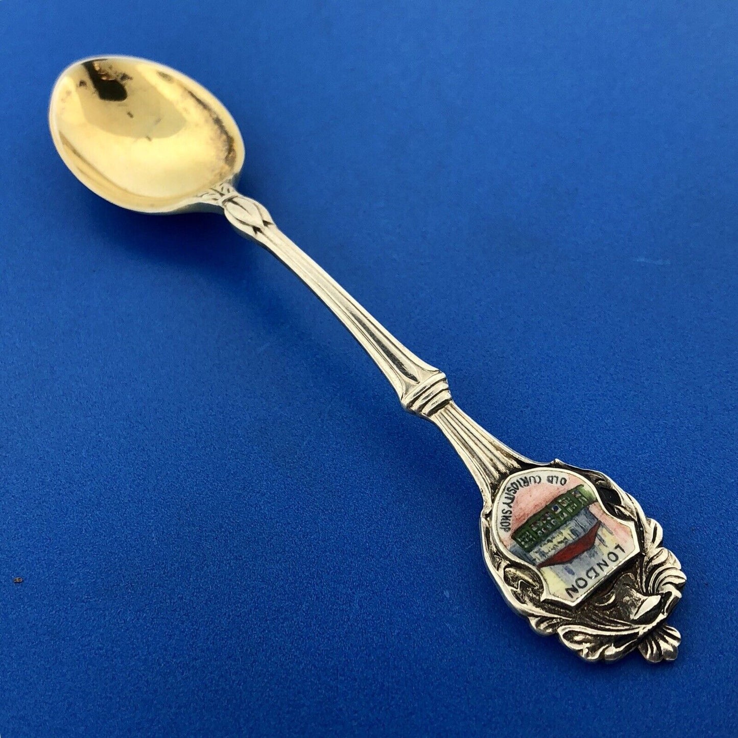 Collins & Cook Sterling Silver Enamel London Old Curiosity Shop Souvenir Spoon