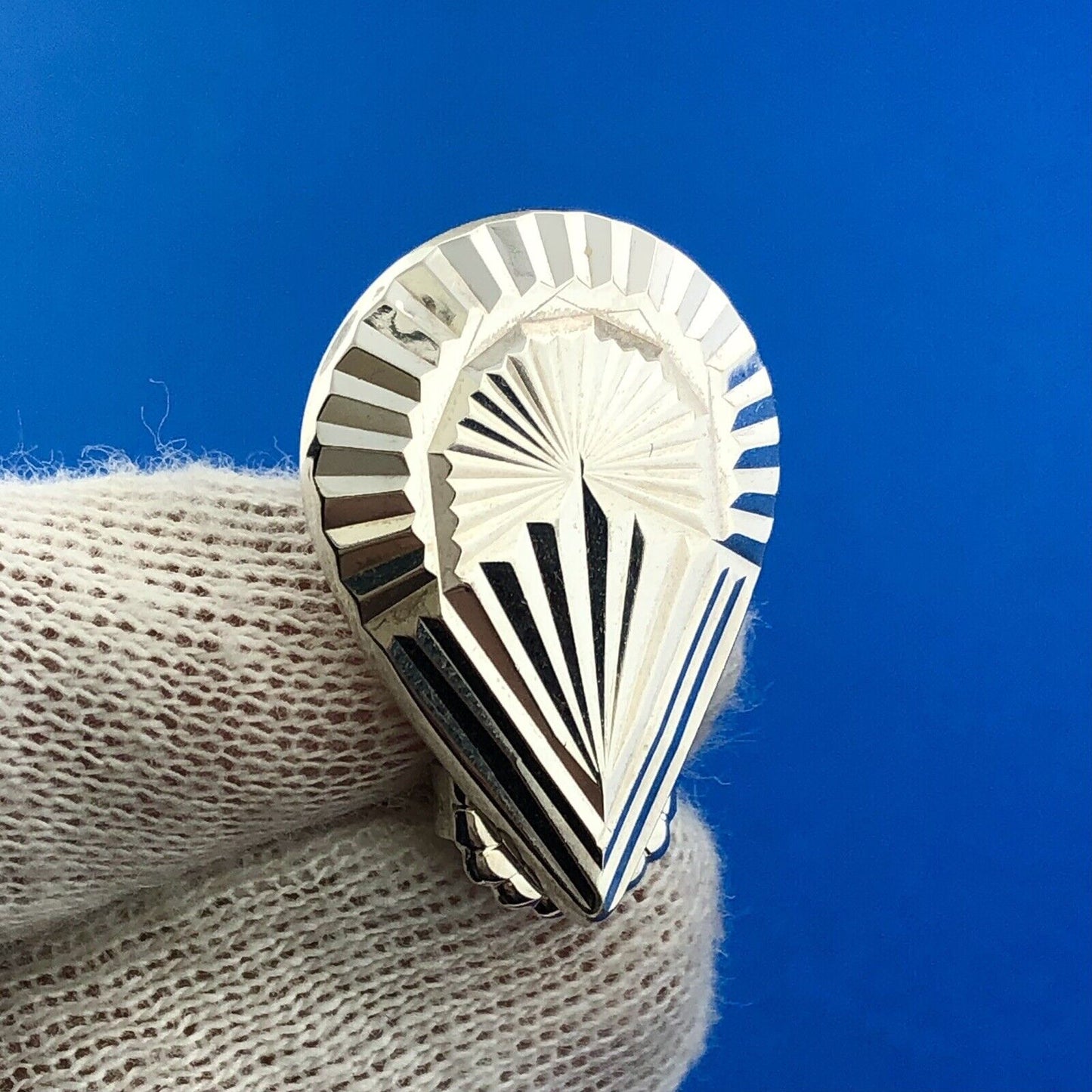 Southwest Sterling Silver 925 Textured Teardrop Friction Back Stud Earrings