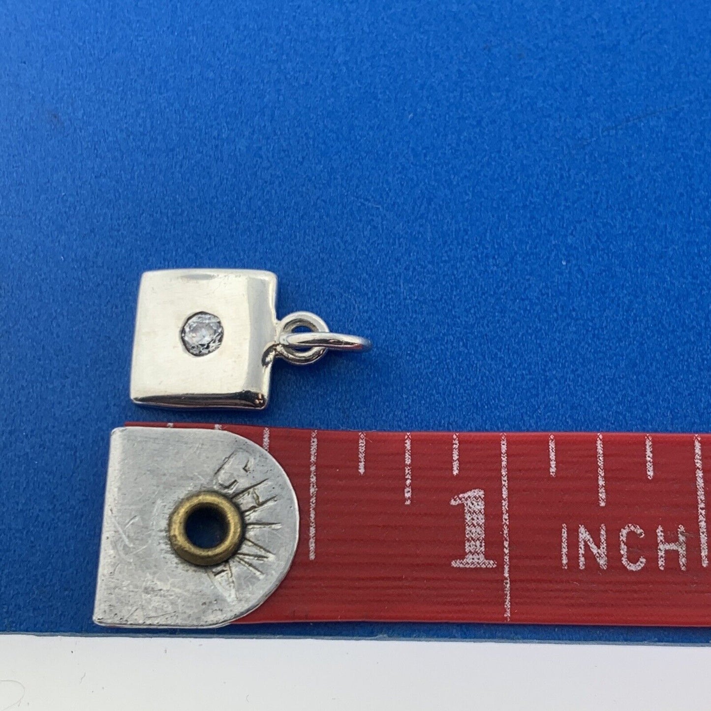 Designer SE Sterling Silver 925 Round Cut Sparkling CZ Square Dangle Pendant