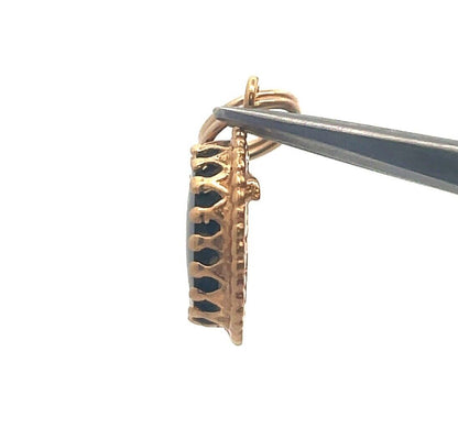 Designer 14K Yellow Gold Oval Black Onyx Cabochon Drop Pendant