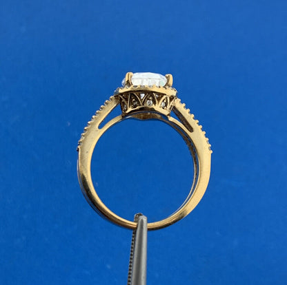 Designer Sterling Silver Vermeil Pear Cubic Zirconia Solitaire w/Accents Ring