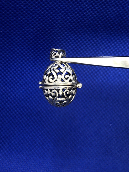 Designer JBB 925 Sterling Silver Scroll Egg Prayer Locket Pendant