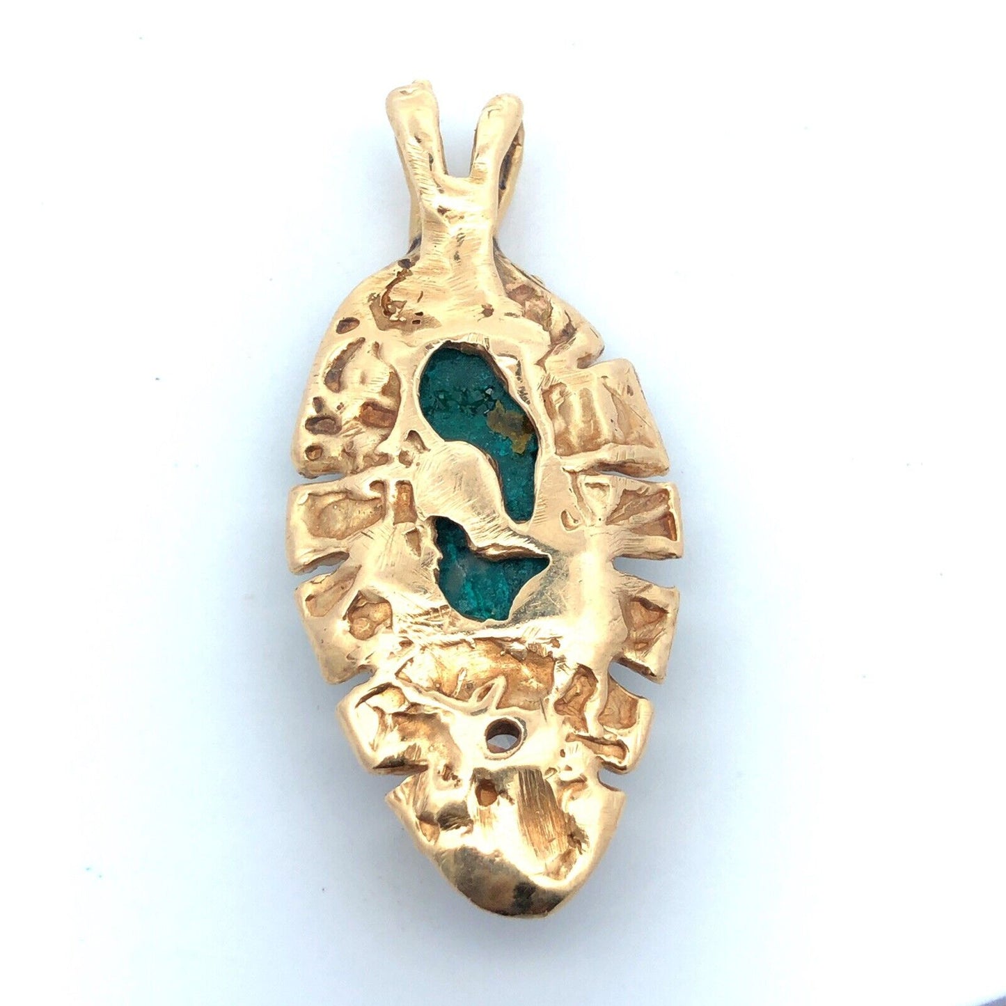 Artisan 14K Yellow Gold Green Gemstone Cubic Zirconia Leaf Statement Pendant