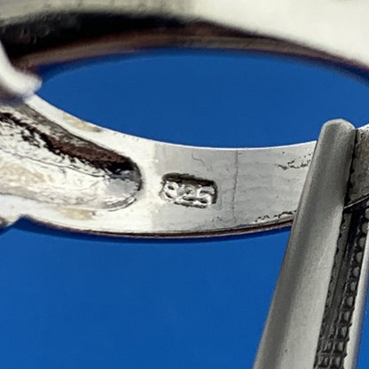 Sterling Silver 925 Solitaire Cubic Zirconia CZ Cable Beaded Cocktail Ring