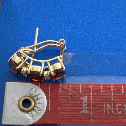 Vintage Garnet Diamond Huggie Stud Earring Pair