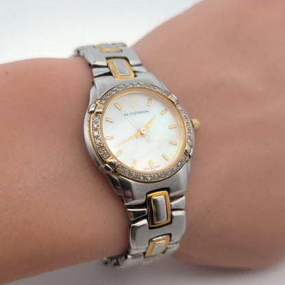 Ladies Bulova Accutron Barcelona Mother of Pearl Dial Diamond Bezel Quartz Watch