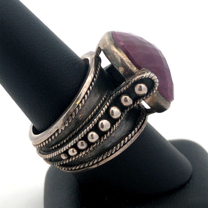 Designer 925 Sterling Silver Oval Cushion Ruby Statement Cocktail Ring
