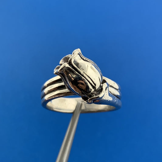 Stunning Sterling Silver 925 Wrapped Tulip Flower Floral Nature Ring Size 7.5