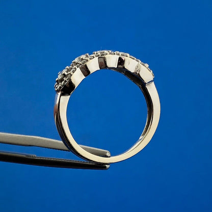 Estate 14K White Gold Diamond Bridal Wedding Anniversary Open Work Band Ring