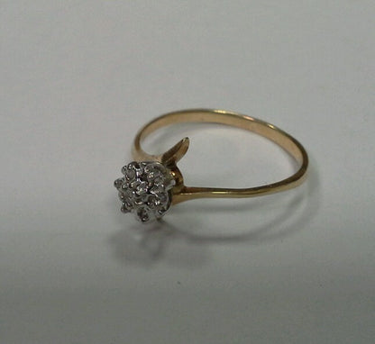 10k Yellow Gold Ring with .05tcw 1/20 Diamond Cluster Size 6.25