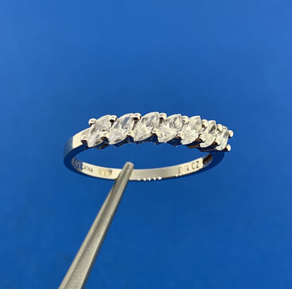 Designer Sterling Silver Marquise Cubic Zirconia CZ Wedding Stackable Band Ring