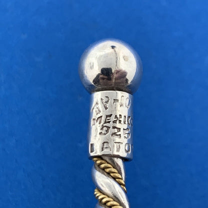 Vintage Taxco Mexico 925 Sterling Silver Two Tone Twisted Ribbed Cuff Bracelet