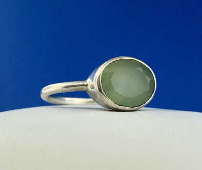 Designer Sterling Silver 925 Oval Green Aventurine Fashion Ring