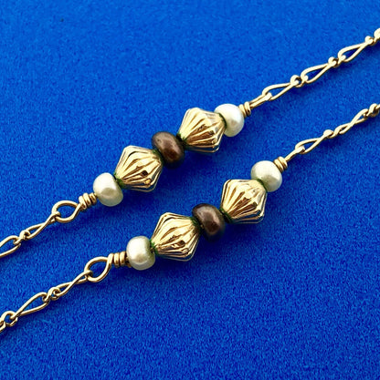 Mignon Faget 14K Yellow Gold Small Medallion Baroque Pearl Drop Toggle Necklace