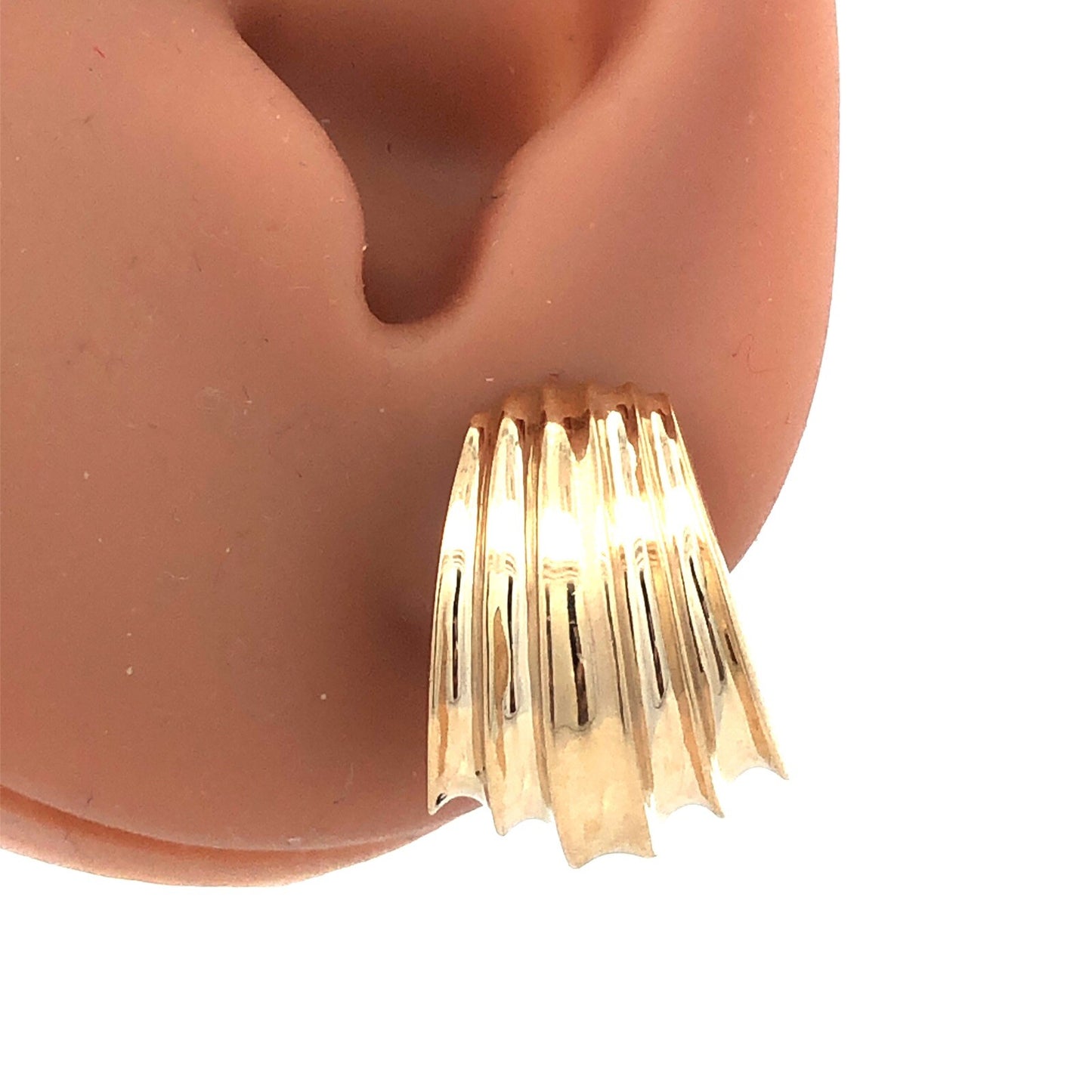 Designer Tiffany & Co. 14K Yellow Gold Textured Chunky Clip On Stud Earrings