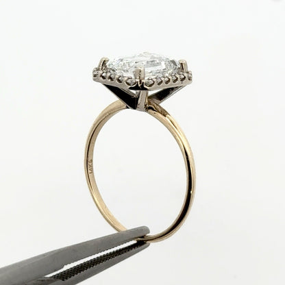 14K Yellow Gold Emerald Lab Created Diamond 2.55 TCW Halo Engagement Ring