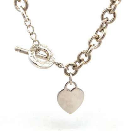 925 Sterling Silver Designer Tiffany & Co Engravable Heart Tag Toggle Necklace