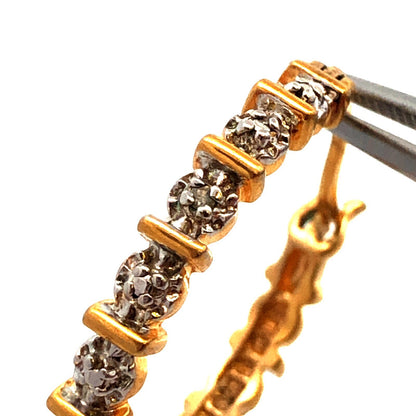 Designer 925 Sterling Silver Gold Vermeil Diamond Round Infinity Hoop Earrings