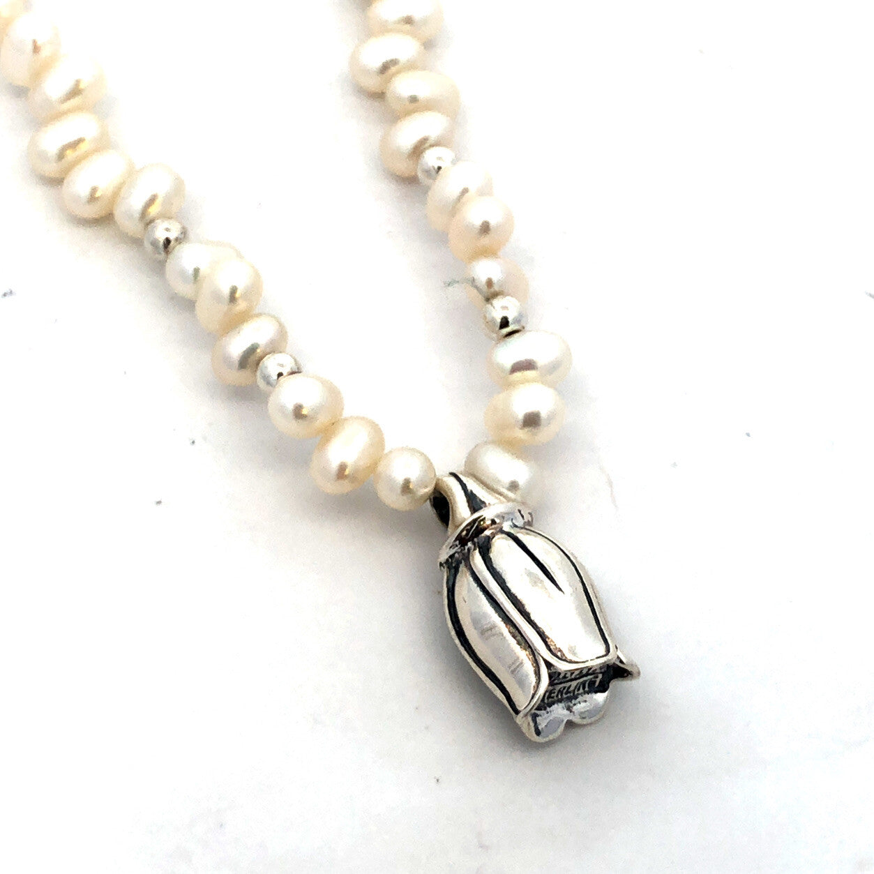 Mignon Faget Sterling Silver Freshwater Pearl Tulips Collection Beaded Necklace