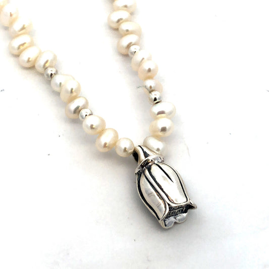 Mignon Faget Sterling Silver Freshwater Pearl Tulips Collection Beaded Necklace