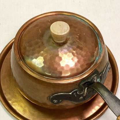 Vintage Stockli-Netstal Swiss Made Copper Ware Incomplete Fondue 4 Piece Set