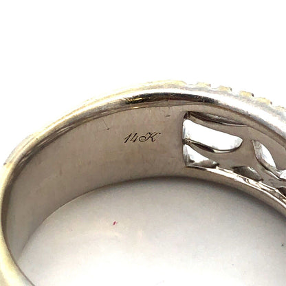 Neil Lane 14K White Gold Pave Diamond Floral Scroll Cutout Wedding Band Ring