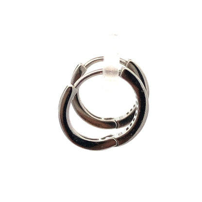 Designer N 925 Sterling Silver Baguette Cubic Zirconia CZ Huggie Hoop Earrings