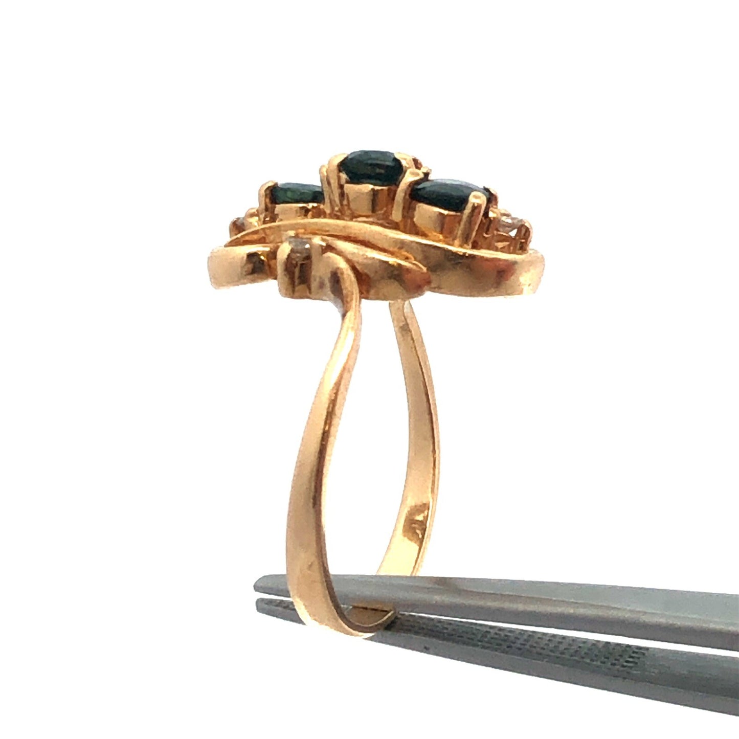 Vintage 14K Yellow Gold Sapphire Diamond Anniversary Birthstone Cocktail Ring