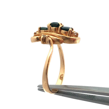 Vintage 14K Yellow Gold Sapphire Diamond Anniversary Birthstone Cocktail Ring
