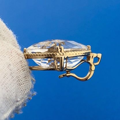 Designer SF 14k Yellow Gold White Amethyst Diamond Accent Prism Enhancer Pendant