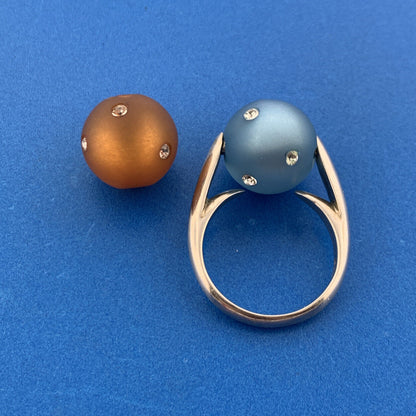 Designer CHD Stunning Sterling Silver 925 CZ Changeable Orb Ring Size 7.75