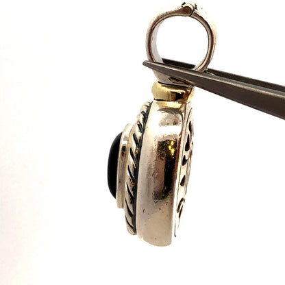 David Yurman 925 Sterling Silver 14K Gold Black Onyx Albion Enhancer Pendant