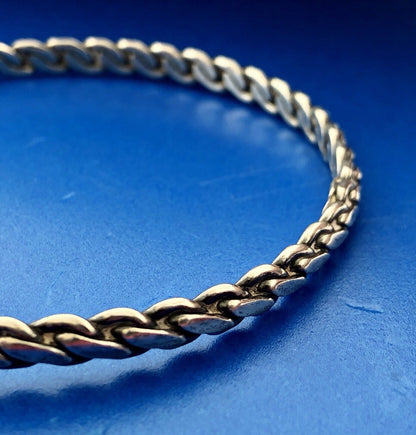 Vintage Mexico Taxco Sterling Silver 925 Ribbed Wave Lock Bangle Bracelet