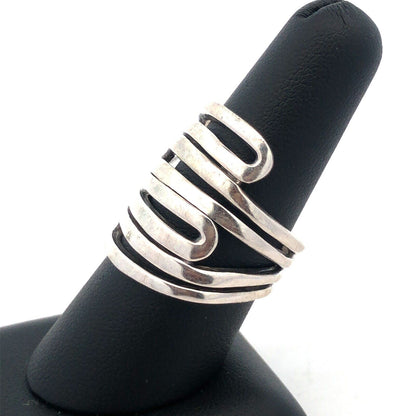 Designer India Modernist 925 Sterling Silver Wide Swirl Ring