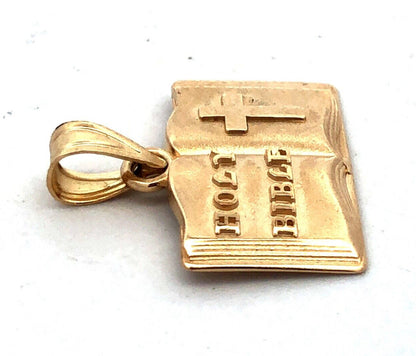 Designer Michael Anthony 14K Yellow Gold Cross Holy Bible Open Book Pendant
