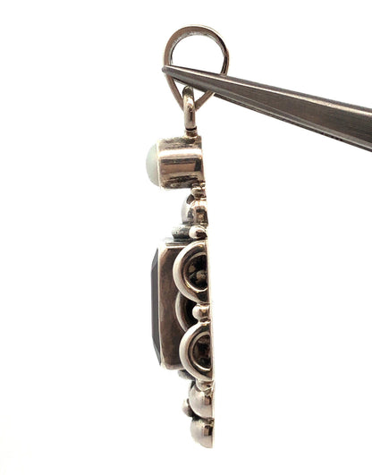 Designer Vintage Pearl Red Garnet 925 Sterling Silver Pendant