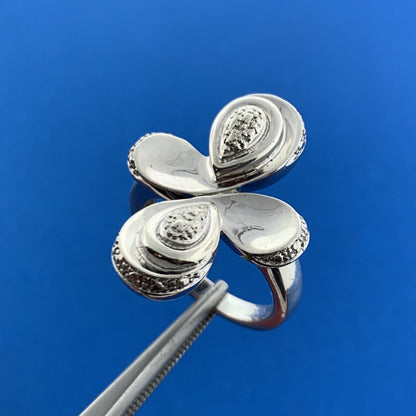 Designer 925 Sterling Silver Modernist Cross Polished Textured Statement Ring