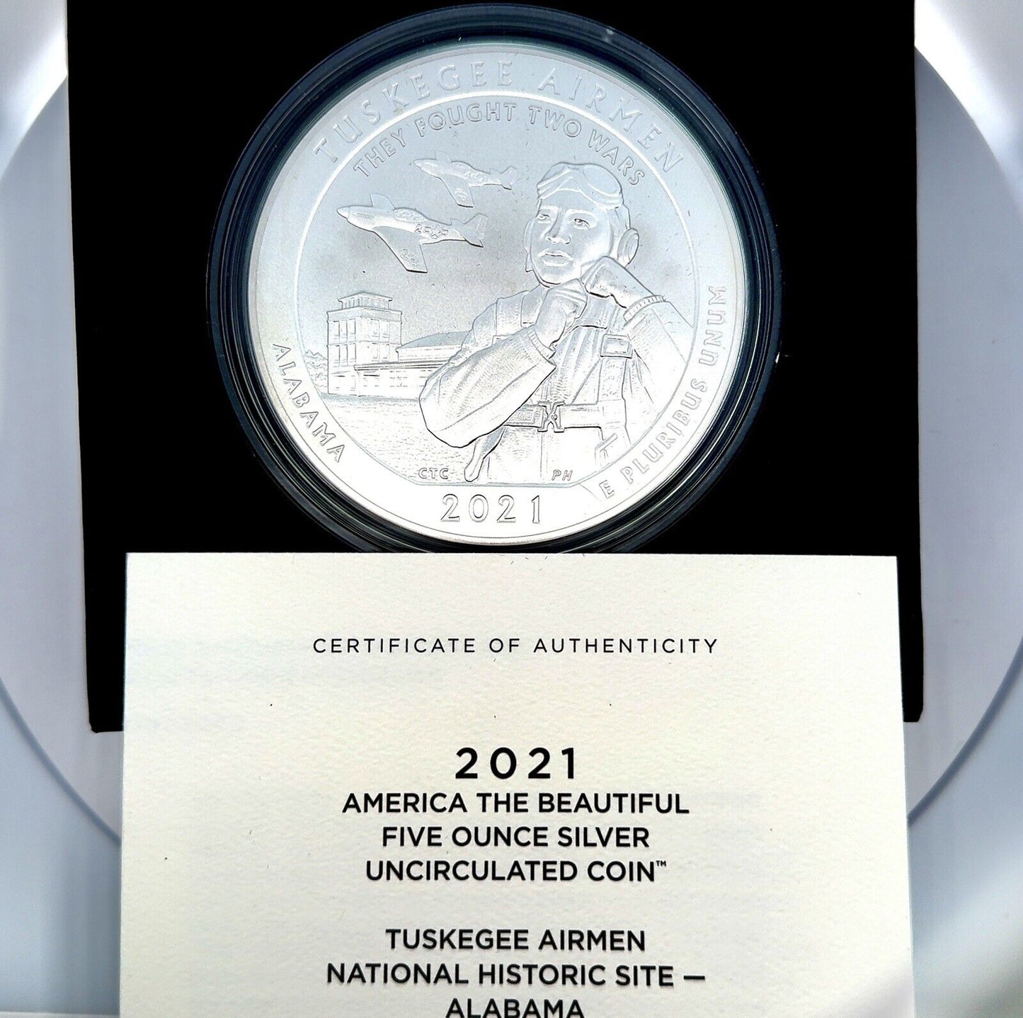 2021 P America The Beautiful Alabama Tuskegee Airmen 5 oz Silver Quarter Coin