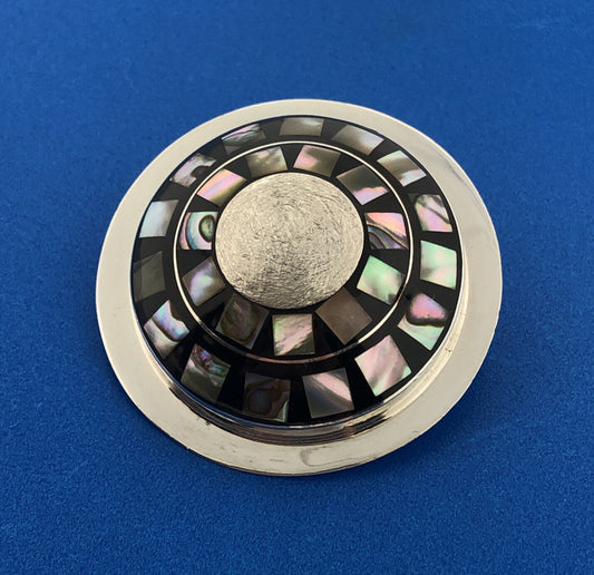 Dominique Dinouart DDD Mexico 925 Sterling Silver Abalone Onyx Inlay Pendant