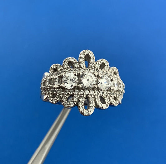 Designer 925 Sterling Silver Cubic Zirconia Waterfall Statement Anniversary Ring