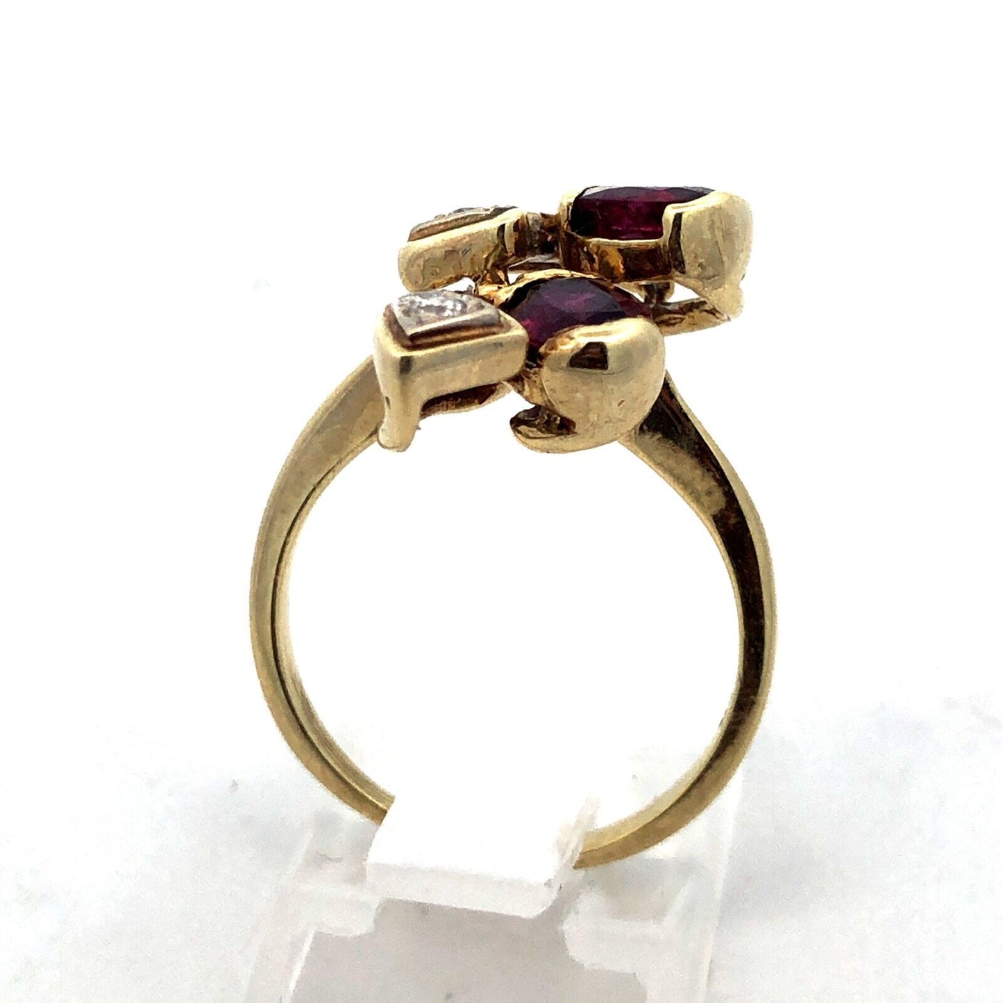 Estate 14K Yellow Gold Ruby Diamond  Accented July Anniversary Free Form Ring