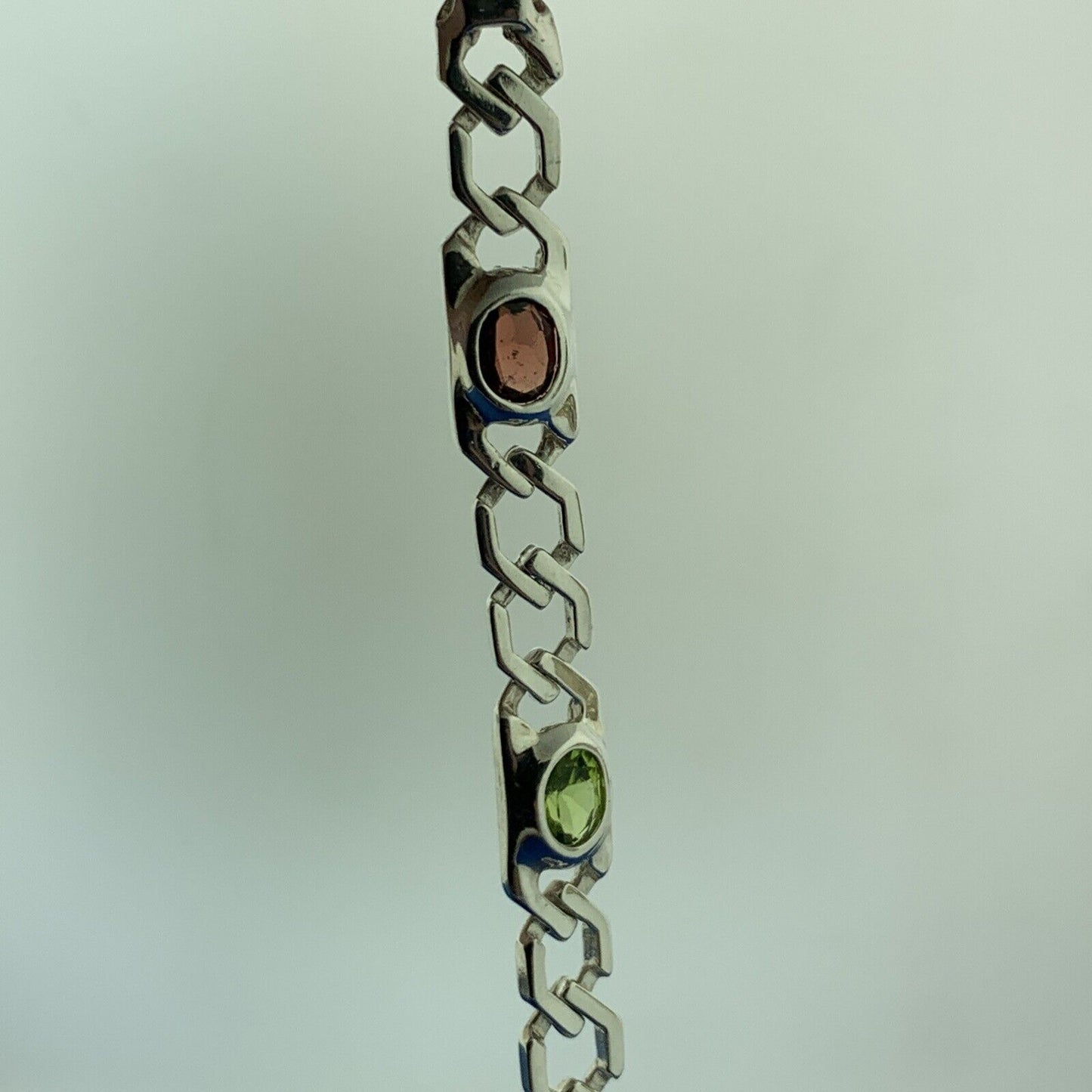 Designer 925 Sterling Silver Mixed Oval Gemstones Statement Tennis Bracelet